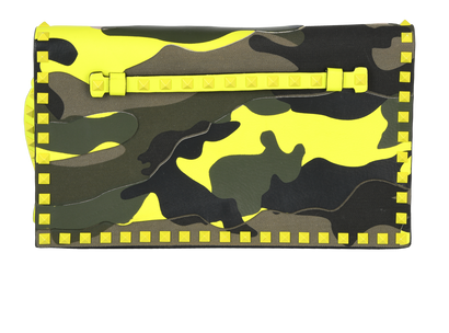 Rockstud Camouflage Flap Clutch, front view